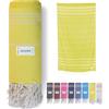 jazzylab SULTAN Peshtemal | Telo hammam in 100% cotone con classico motivo a righe | Leggero, assorbente e ad asciugatura rapida | Ideale per sauna, bagno turco, spiaggia o viaggi | Giallo, 90x180 cm