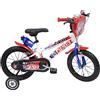 skate-home Bicicletta da Bambino 16 Ragazzo Skate, Bianco con Adesivi Blu e Rossi, 16'' (41 cm)
