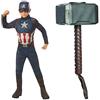 Rubie's Rubies Costume Capitan America Endgame per Bambini, Tuta, copristivali e Maschera & Martello di Thor Bambino in Plastica, Impugnatura in Plastica Stampata