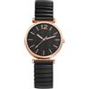 Avaner Orologio da donna con cinturino elastico: orologio estensibile in acciaio inossidabile con quadrante a motivi tridimensionali e scala numeri a forma di barra-regalo di compleanno, Nero