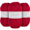 Utopia Crafts Super Aran - Filato per lavori a maglia e uncinetto, 3 pezzi, 100 g (Deep Berry)