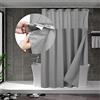 N&Y HOME Tenda da doccia a nido d'ape con fodera in tessuto a scatto, 12 ganci inclusi, tenda da doccia grigia, stile hotel, impermeabile e lavabile, finestra superiore in rete, 180 x 183 cm, grigio