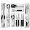 edihome, Portaposate da Cassetto, Porta Posate Espandibile, Regolabile, con 6-8 Scomparti, senza BPA, per Utensili da Cucina (Bianco)