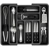 edihome, Portaposate da Cassetto, Porta Posate Espandibile, Regolabile, con 6-8 Scomparti, senza BPA, per Utensili da Cucina (Grigio)