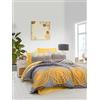 Nuit Des Rêves Luxury - Set di copertine singole, 155 x 200 cm, giallo e grigio, 100% poliestere, stampa 3D in microfibra e cotone, chiusura lampo, lavabile in lavatrice