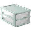 Acan Tradineur - Cassettiera da tavolo, prodotto in Spagna, 2 cassetti trasparenti, torre di stoccaggio, armadio, bagno, ufficio, 18 x 27 x 35,5 cm, colore verde pastello