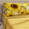 PETTI Artigiani Italiani - Lenzuola in Cotone con Federe in Stampa Digitale, Una Piazza e Mezza Francese, Completo Lenzuolo Sopra e Sotto con Angoli, Girasole Giallo, 100% Made in Italy