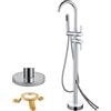 SWHC Rubinetto Per Vasca Freestanding, Rubinetto per Vasca da Terra con Doccetta Rotazione a 360° Rubinetto Vasca da Bagno Freestanding, Ottone Miscelatore Vasca da Bagno