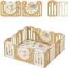 Zkiprm Zkipm Recinto Per Bambini, Tappetino da gattonare, Box Neonato Pieghevole, Cancello Di Sicurezza, Forma Regolabile, Facile da Piegare, Antiscivolo (12/14/16 Pannelli)+Colores blanco/madera/verde