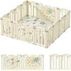 Zkiprm Zkipm Recinto Per Bambini, Tappetino da gattonare, Box Neonato Pieghevole, Cancello Di Sicurezza, Forma Regolabile, Facile da Piegare, Antiscivolo (12/14/16 Pannelli)+Colores blanco/madera/verde