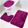 Aisaving 3 pezzi Tappetino antiscivolo Tappetino doccia super soft Tappetino da bagno Tappetino per asciugatura rapida, copriletto a forma di U WC e coprisedile WC,rosone rosso