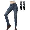 oFzimTo Pantaloni Moto Donna, Jeans Moto Donna con Protezioni, XXS-4XL Pantaloni da Moto Elasticizzati (Blue,XL)