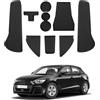 Coleya Tappetini Antiscivolo Compatibile con Audi A1 2019-2025, Tappetini in Gomma per Console Centrale, Portabicchieri, Cuciture Porta, Braccioli, Audi A1 Tappetino per Auto (Nero)