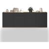 WHOUS Credenza e Buffet GARDA per Soggiorno con 2 Cassetti e 4 Ante, Madia per Salotto, Cucina e Sala da Pranzo in Legno, 200x35x71 cm, Antracite Opaco e Rovere