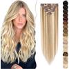 SEGO Extension Clip Capelli Veri 8 Fasce Singole - 100% Remy Human Hair Lisci Lunghi Parrucca Donna 25 cm (50 g) #12P613 Marrone Oro mix Biondo Chiarissimo