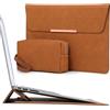 HYZUO 15-16 Pollici Custodia PC Portatile con Funzione di Supporto Compatibile con MacBook Pro 16 M4/M3/M2/M1 2025-2019, MacBook Pro 15 2015-2012, XPS 15, Samsung Galaxy Book 15, Marrone(con Trim)