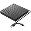 QDSYLQ Lettore DVD Esterno per PC Portatile USB 3.0, Slim USB C CD RW Masterizzatore Esterno per Laptop, Desktop, Macbook Air/Pro, Compatibile con Windows 11/10/XP/8/7/Vista/Linux/MacOS