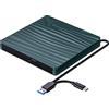 QDSYLQ Lettore CD DVD Esterno per PC Portatile USB 3.0, Slim USB C CD DVD RW Masterizzatore CD Esterno per Macbook, Desktop, PC, Laptop, Compatibile con Windows 11/10/XP/8/7/Vista/Linux/MacOS, Verde Alpino
