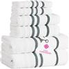 CASA COPENHAGEN Exotic Set di Asciugamani 6 Pezzi, Bianco, 525 g/m², 2 Asciugamani da Bagno, 2 Asciugamani per Le Mani, 2 salviette in Morbido Cotone Egiziano per Bagno, Cucina e Doccia