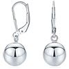 Bling Jewelry Semplice Base Penzolante Leva Indietro Rotonda Perline Orecchini A Goccia Per Le Donne .925 Argento Sterling 10Mm