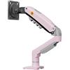 Ergosolid Supporto da scrivania con molla a gas per schermi LCD 17″-30″, rosa, VESA 75 mm e 100 mm, rotazione a 360° con peso da 2 a 9 kg
