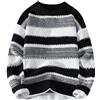 Fnfmrfmr Maglione da uomo a righe girocollo casual comodo caldo a maniche lunghe in lana pullover, Nero, 3XL