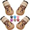 QUMY - Stivaletti per cani, scarpe impermeabili per cani, con cinghie riflettenti e suola antiscivolo robusta, 4 pezzi, nero (taglia 2: 6 x 4,3 cm (lunghezza x larghezza), motivo: leopardato)