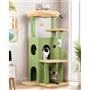 Globlazer Tiragraffi Cactus Verde Stabile con Grandi Base Grotta Imbottiti Piattaforma Peluche Giocattoli, Albero Tiragraffi Alto 127 cm per Grandi Gatti Anziani Riposare Giocare (FC50, Verde)