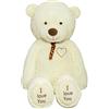 TEDBI Grande Orsacchiotto 200cm | Crema | Gigante Orso di Peluche farcito Giocattolo Bambini Cuore Regalo di Compleanno XXL Teddi Bear con Ricamo Ti Amo