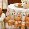 Softalker rotonda Tovaglia 140 cm autunnale antimacchia arancione Motivo moderno bianco jacquard con zucca e foglia d'acero Tovaglie per decorazione di giardino,Halloween,cucina,ristorante,festa