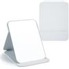 WISYOK Specchi da Tavolo, Specchio Portatile Pieghevole, Specchio da Viaggio, Specchio Trucco con Pelle PU, HD Specchio da Campeggio, Specchi da Tavolo per Bagno, Tavolo da Trucco - 16x12cm (Bianco)