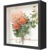 WISYOK Cornice Profonda 22x22cm, Cornice 3D Profonda per Oggetti, 3D Ombra Profonda Box, Cornice 3D Quadrata per Fiore, Regali, Souvenir (Nero)