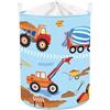 HUUMONSS Grande Cesta Porta Biancheria Bambini Veicolo da Costruzione Pieghevole Cestini Portaoggetti Giocattoli Vestiti per Bagno Cameretta, Escavatore, 63L