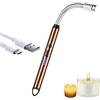 iJiGui Accendino Elettrico, Arco Elettrico Accendino da Cucina Accendigas, Accendini USB Ricaricabile, Collo Lungo Girevole a 360°, Antivento per Candele Gas Cucina Grill Barbecue(Oro Rosa)