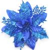 GL-Turelifes GL-Turelfies 12 fiori di Natale glitterati 15 cm, con 12 clip di Natale artificiali a forma di stella di Natale, per albero di Natale, decorazioni per albero di Natale (Blu)