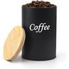 APOMOONS Barattolo per caffè, contenitori neri ermetici, 500 ml, rettangolare, caffè macinato, capsule, cialde