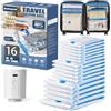 BoxLegend 16PCS Sacchetti Sottovuoto per Viaggi, con 1200mAh Pompa Elettrica USB, Risparmia il 70% dello Spazio, Impermeabili e Spessi, Adatti a Valigie e Zaini (1*70x50+4*55x455*50x40+6*40x35cm)