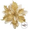 GL-Turelifes GL-Turelfies 12 fiori di Natale glitterati 15 cm, con 12 clip di Natale artificiali a forma di stella di Natale, per albero di Natale, decorazioni per albero di Natale (Oro)