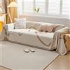 VanderHOME Copridivano Asciugamano da divano Decorativo Universale Tutte le stagioni Tessuta Nappe Cuscino divano Astratto Geometria Linea Multifunzione Morbido Coperte per Divano 180 * 130cm Khaki