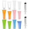 BENECREAT 24PCS 5ml/10ml Tubi Morbidi in Plastica Ricaricabili Vuoti 6 Colori Flaconi per Campioni di Trucco Liscio con Imbuto e Siringa per Shampoo da Viaggio