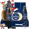 Beesjuy Kit Barba per Uomo, Beesjuy Kit Barba Uomo Professionale, con 30ML Olio per Barba, 60ML Shampoo per Barba, 40g Balsamo per Barba,Pettine, Spazzola per Barba,Forbici, Regali di Natale per Gli Uomini