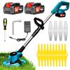 Xbzzgmg Decespugliatore elettrico senza fili 21 V, motore 775 migliorato, taglio bordo senza fili, con 2 x 4,0 Ah, batteria e lame, leggero a basso rumore, archiviazione rimovibile, per giardino