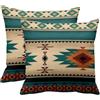 Emvency Set di 2 federe per cuscino in tessuto tribale con stampa turchese blu tonalità cuscino decorativo western home decor quadrato 45,7 x 45,7 cm