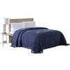 Beatrice Home Fashions - Copriletto in ciniglia Medallion, matrimoniale, colore: blu navy.