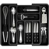 edihome, Portaposate da Cassetto, Porta Posate Espandibile, Regolabile, con 6-8 Scomparti, senza BPA, per Utensili da Cucina (Nero)