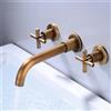 FQYEP Rubinetto A Parete per Lavatoio 3 Fori Miscelatore Lavabo Bagno Vintage Doppia Maniglia Ottone,Antico