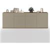 WHOUS Credenza e Buffet GARDA per Soggiorno con 2 Cassetti e 4 Ante, Madia per Salotto, Cucina e Sala da Pranzo in Legno, 200x35x71 cm, Tortora Opaco e Rovere