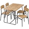 Baroni Home Set Tavolo Quadrato da Pranzo con 4 Sedie, Design Moderno, Leggero, per Interni ed Esterni, Sala da Pranzo, Ristorante, In MDF e Acciaio, Montaggio Facile, Nero Effetto Rovere