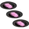 Ledvion - 3x SMART Faretti da incasso LEDs Amsterdam, Nero, Slim WiFi, Dimmerabile, Rotondo, RGBWW, 2 Anni di Garanzia