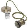 LEDSone Lampada a sospensione da soffitto in metallo vintage in ottone verde LEDSone, cavo flessibile intrecciato rotondo verde militare da 1 m, kit di montaggio per lampada a sospensione con portalampada E27